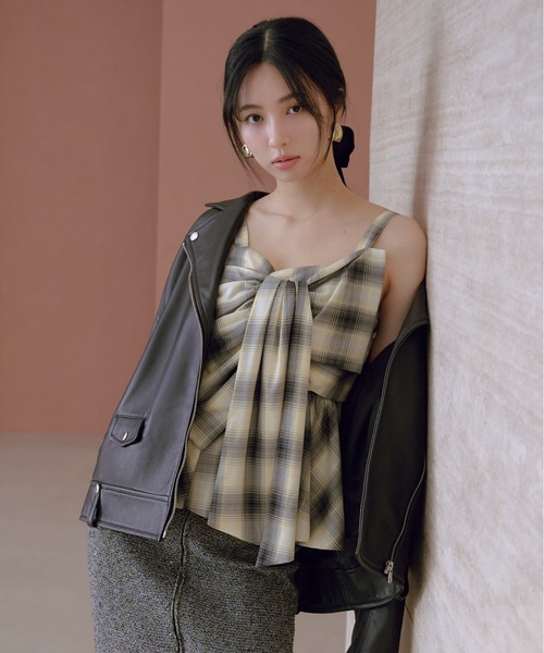 オンブレラメチェックリボンキャミ 01サイズ FRAY I.D キャミソール オンブレラメチェックリボンキャミ