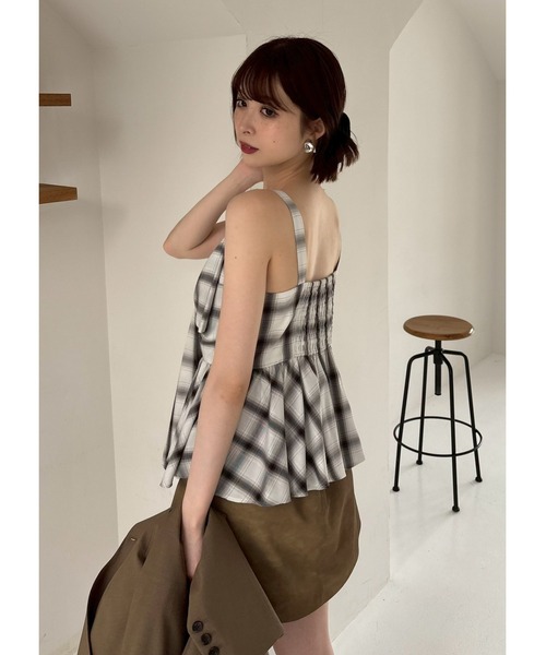 FRAY I.D（フレイアイディー）の「オンブレラメチェックリボンキャミ（キャミソール・レディース・イエロー/ブラウン/アイボリー・0/1）」の5枚目の写真