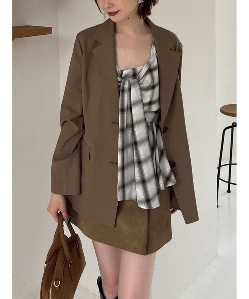 FRAY I.D（フレイアイディー）の「オンブレラメチェックリボンキャミ（キャミソール・レディース・イエロー/ブラウン/アイボリー・0/1）」の8枚目の写真