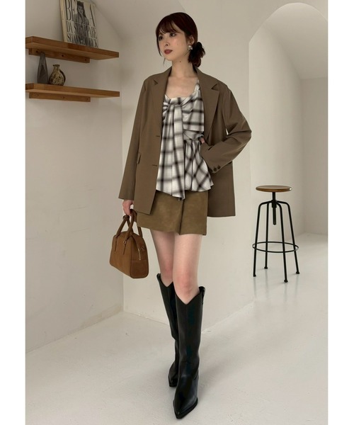 FRAY I.D（フレイアイディー）の「オンブレラメチェックリボンキャミ（キャミソール・レディース・イエロー/ブラウン/アイボリー・0/1）」の9枚目の写真