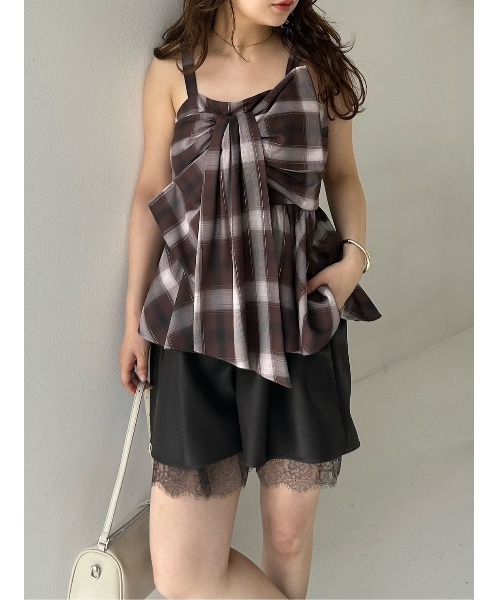 オンブレラメチェックリボンキャミ　0サイズ　IVR FRAY I.D｜オンブレラメチェックリボンキャミ | Rakuten Fashion