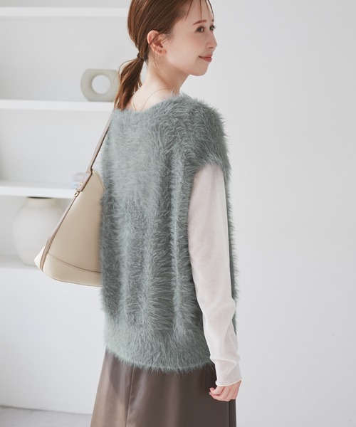 美品✴︎【ROSIEE 】シャギーニットベスト 楽天市場】新作 ROSIEE ロージー シャギー ニット ベスト 送料