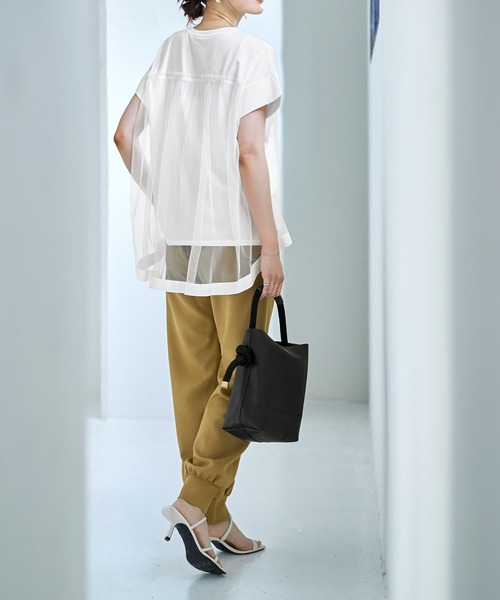 STYLE DELI(スタイルデリ)の「【Made in JAPAN】背面チュールカットソートップス(Tシャツ/カットソー・レディース・ホワイト/ブラック・MEDIUM)」の18枚目の写真
