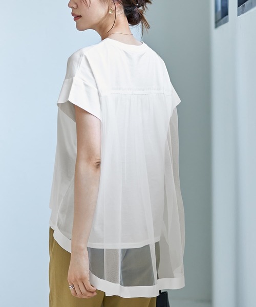 STYLE DELI(スタイルデリ)の「【Made in JAPAN】背面チュールカットソートップス(Tシャツ/カットソー・レディース・ホワイト/ブラック・MEDIUM)」の17枚目の写真