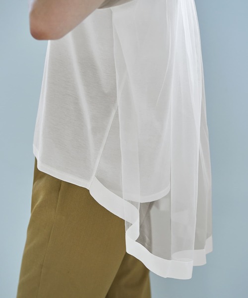 STYLE DELI(スタイルデリ)の「【Made in JAPAN】背面チュールカットソートップス(Tシャツ/カットソー・レディース・ホワイト/ブラック・MEDIUM)」の14枚目の写真