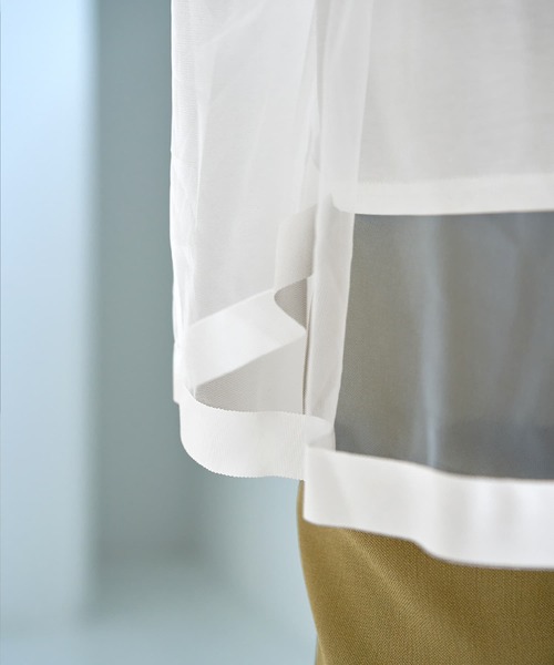 STYLE DELI(スタイルデリ)の「【Made in JAPAN】背面チュールカットソートップス(Tシャツ/カットソー・レディース・ホワイト/ブラック・MEDIUM)」の12枚目の写真
