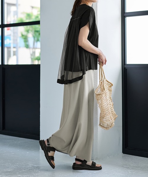 STYLE DELI(スタイルデリ)の「【Made in JAPAN】背面チュールカットソートップス(Tシャツ/カットソー・レディース・ホワイト/ブラック・MEDIUM)」の10枚目の写真