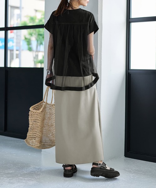 STYLE DELI(スタイルデリ)の「【Made in JAPAN】背面チュールカットソートップス(Tシャツ/カットソー・レディース・ホワイト/ブラック・MEDIUM)」の9枚目の写真