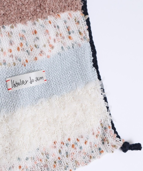 l'atelier du savon（アトリエドサボン）の「ぽつぽつ糸のcraft knitバッグ（トートバッグ・レディース・ネイビー/イエロー/オフホワイト・FREE）」の9枚目の写真