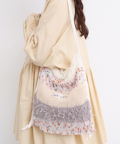 l'atelier du savon（アトリエドサボン）の「ぽつぽつ糸のcraft knitバッグ（トートバッグ・レディース・ネイビー/イエロー/オフホワイト・FREE）」の10枚目の写真