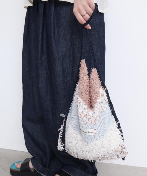 l'atelier du savon（アトリエドサボン）の「ぽつぽつ糸のcraft knitバッグ（トートバッグ・レディース・ネイビー/イエロー/オフホワイト・FREE）」の15枚目の写真