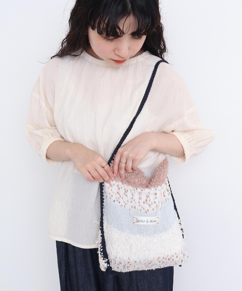 l'atelier du savon（アトリエドサボン）の「ぽつぽつ糸のcraft knitバッグ（トートバッグ・レディース・ネイビー/イエロー/オフホワイト・FREE）」の16枚目の写真