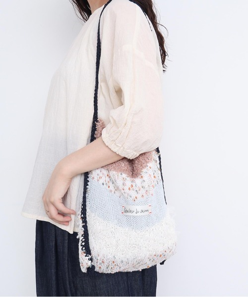 l'atelier du savon（アトリエドサボン）の「ぽつぽつ糸のcraft knitバッグ（トートバッグ・レディース・ネイビー/イエロー/オフホワイト・FREE）」の17枚目の写真