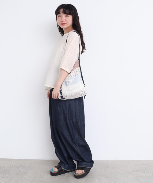 l'atelier du savon（アトリエドサボン）の「ぽつぽつ糸のcraft knitバッグ（トートバッグ・レディース・ネイビー/イエロー/オフホワイト・FREE）」の20枚目の写真