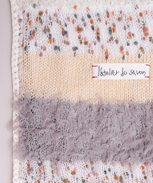 l'atelier du savon（アトリエドサボン）の「ぽつぽつ糸のcraft knitバッグ（トートバッグ・レディース・ネイビー/イエロー/オフホワイト・FREE）」の7枚目の写真