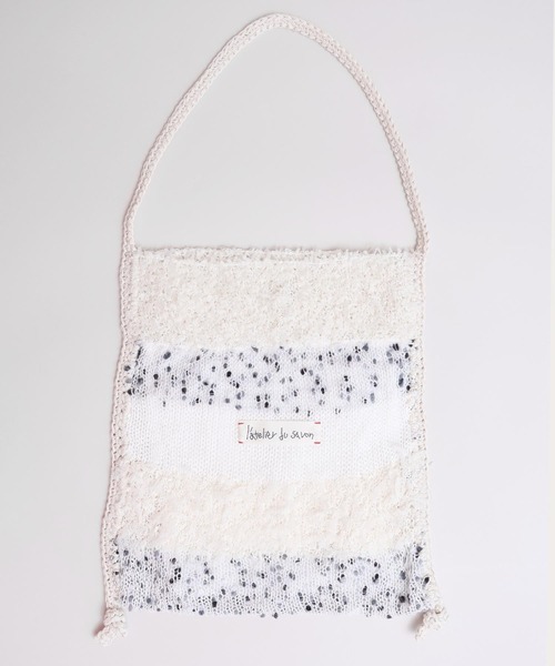 l'atelier du savon（アトリエドサボン）の「ぽつぽつ糸のcraft knitバッグ（トートバッグ・レディース・ネイビー/イエロー/オフホワイト・FREE）」の4枚目の写真
