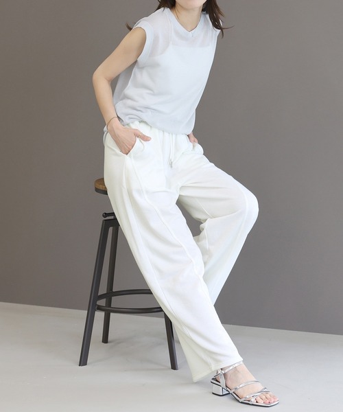 Aletta vita(アレッタビータ)の「T/Cミニ裏毛ドロストカーブパンツ(その他パンツ・レディース・ブラウン/オフホワイト・FREE)」の16枚目の写真