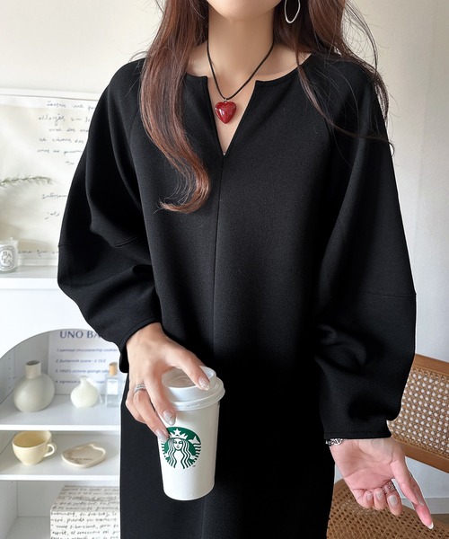classicalelf(クラシカルエルフ)の「清楚にフェミニン、品よく抜け感。ランタンスリーブキーネックワンピース(ロング丈)(ワンピース・レディース・アイボリー/ブラック/アッシュブラウン・LARGE/X-LARGE/SMALL/MEDIUM)」の15枚目の写真