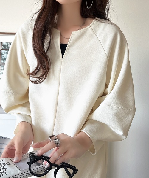 classicalelf(クラシカルエルフ)の「清楚にフェミニン、品よく抜け感。ランタンスリーブキーネックワンピース(ロング丈)(ワンピース・レディース・アイボリー/ブラック/アッシュブラウン・LARGE/X-LARGE/SMALL/MEDIUM)」の12枚目の写真