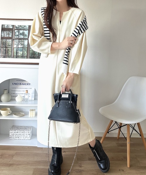 セール】清楚にフェミニン、品よく抜け感。ランタンスリーブキーネック