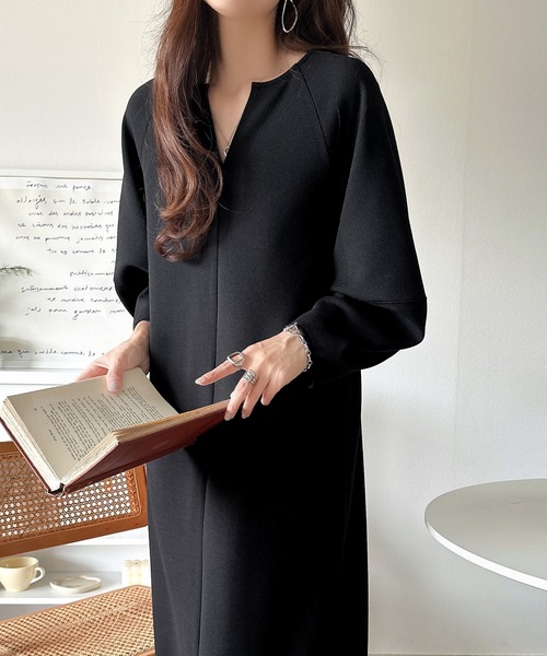 classicalelf(クラシカルエルフ)の「清楚にフェミニン、品よく抜け感。ランタンスリーブキーネックワンピース(ロング丈)(ワンピース・レディース・アイボリー/ブラック/アッシュブラウン・LARGE/X-LARGE/SMALL/MEDIUM)」の18枚目の写真