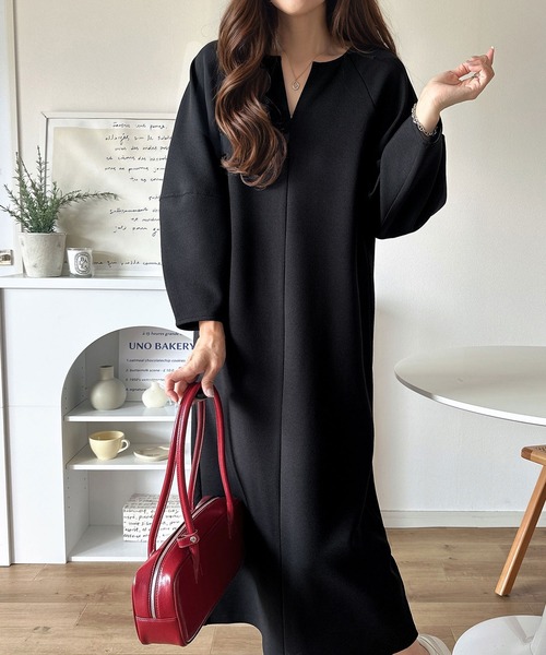 セール】清楚にフェミニン、品よく抜け感。ランタンスリーブキーネック