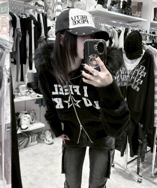 IFEELLUCKY】Lucky fur hood zip up / 【アイフィールラッキー