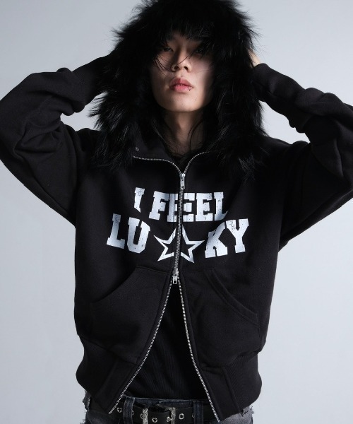 IFEELLUCKY】Lucky fur hood zip up / 【アイフィールラッキー