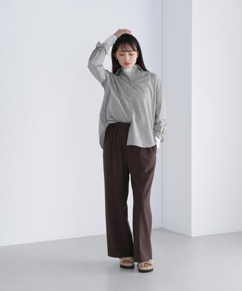 NATURAL BEAUTY BASIC(ナチュラルビューティーベーシック)の「◇ゴールドボタンフォルムシャツ(シャツ/ブラウス・レディース・ブラウン系その他/ワイン/ベージュ・FREE)」の6枚目の写真