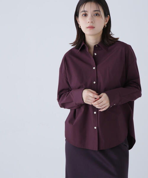 NATURAL BEAUTY BASIC(ナチュラルビューティーベーシック)の「◇ゴールドボタンフォルムシャツ(シャツ/ブラウス・レディース・ブラウン系その他/ワイン/ベージュ・FREE)」の20枚目の写真