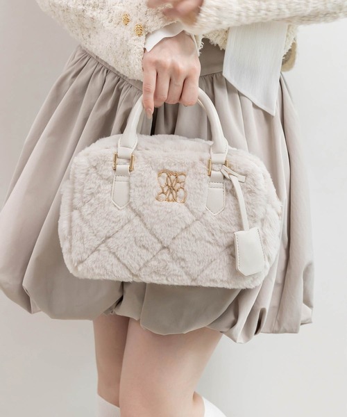 2WAY ファーキルティングボストンバッグ（ハンドバッグ）｜RANDA