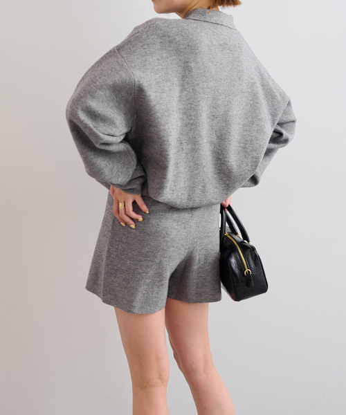 U by SPICK&SPAN（ユーバイスピックアンドスパン）の「えり付きニットロンパース（つなぎ/オールインワン・レディース・ライトグレー/アイボリー・FREE）」の5枚目の写真