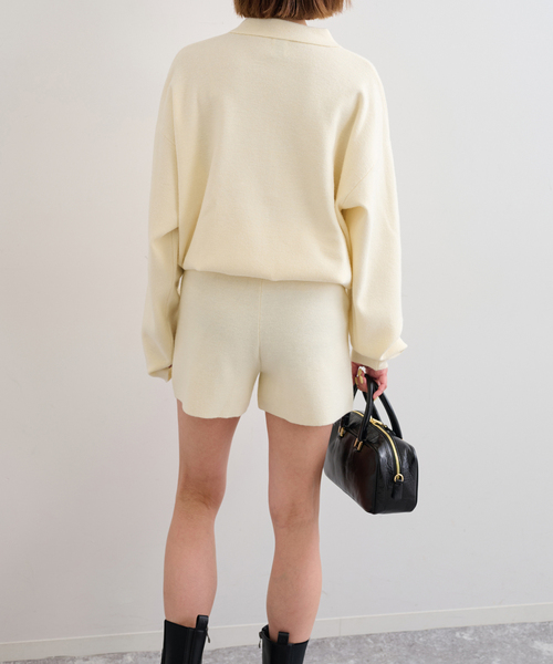 U by SPICK&SPAN（ユーバイスピックアンドスパン）の「えり付きニットロンパース（つなぎ/オールインワン・レディース・ライトグレー/アイボリー・FREE）」の19枚目の写真