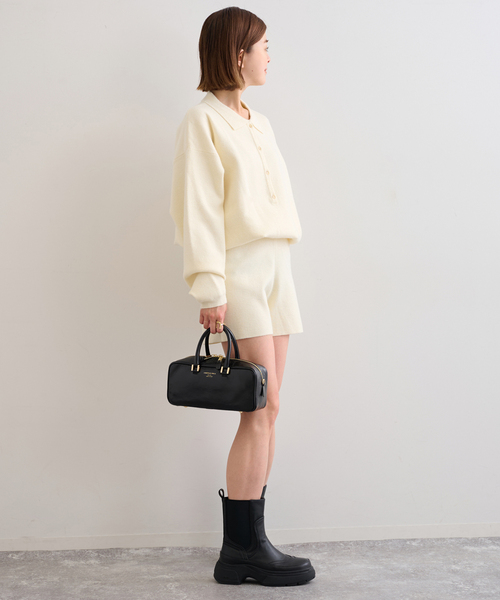 U by SPICK&SPAN（ユーバイスピックアンドスパン）の「えり付きニットロンパース（つなぎ/オールインワン・レディース・ライトグレー/アイボリー・FREE）」の22枚目の写真