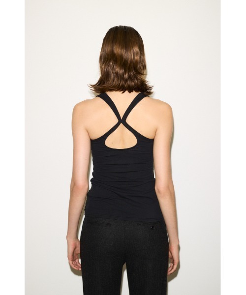 THROW by SLY（スローバイスライ）の「THROW DRAPE DESIGN TANK TOP ドレープデザイン タンクトップ 夏服 秋服（タンクトップ・レディース・ブラウン/ブラック・FREE）」の6枚目の写真