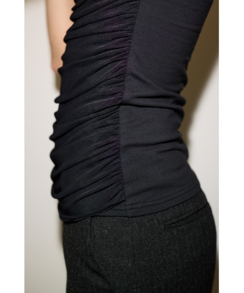 THROW by SLY（スローバイスライ）の「THROW DRAPE DESIGN TANK TOP ドレープデザイン タンクトップ 夏服 秋服（タンクトップ・レディース・ブラウン/ブラック・FREE）」の9枚目の写真