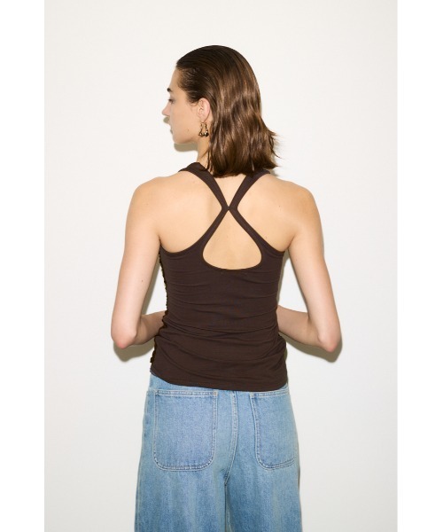 THROW by SLY（スローバイスライ）の「THROW DRAPE DESIGN TANK TOP ドレープデザイン タンクトップ 夏服 秋服（タンクトップ・レディース・ブラウン/ブラック・FREE）」の13枚目の写真