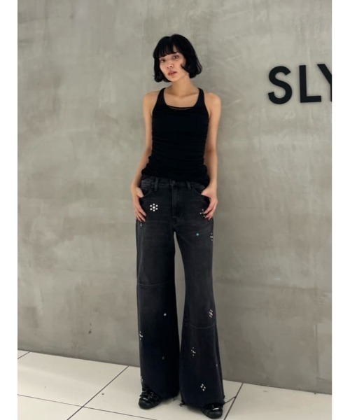 THROW by SLY（スローバイスライ）の「THROW DRAPE DESIGN TANK TOP ドレープデザイン タンクトップ 夏服 秋服（タンクトップ・レディース・ブラウン/ブラック・FREE）」の19枚目の写真