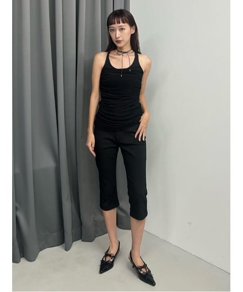 THROW by SLY（スローバイスライ）の「THROW DRAPE DESIGN TANK TOP ドレープデザイン タンクトップ 夏服 秋服（タンクトップ・レディース・ブラウン/ブラック・FREE）」の20枚目の写真