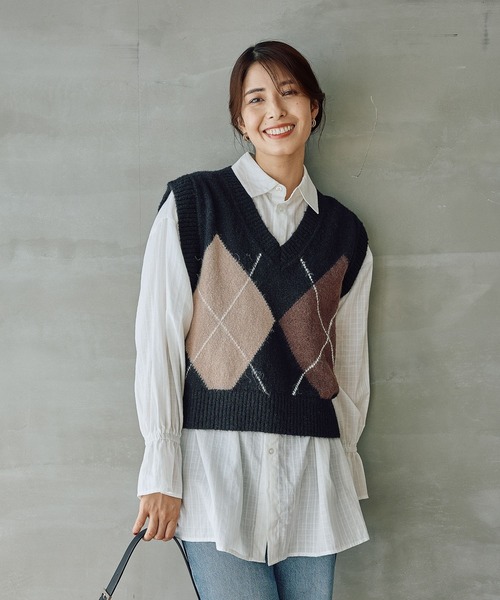 FOUND GOOD(ファウンドグッド)の「デカガイルニットベスト(ベスト・レディース・ブラック/ネイビー・L/M)」の1枚目の写真