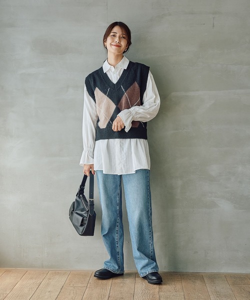 FOUND GOOD(ファウンドグッド)の「デカガイルニットベスト(ベスト・レディース・ブラック/ネイビー・L/M)」の3枚目の写真