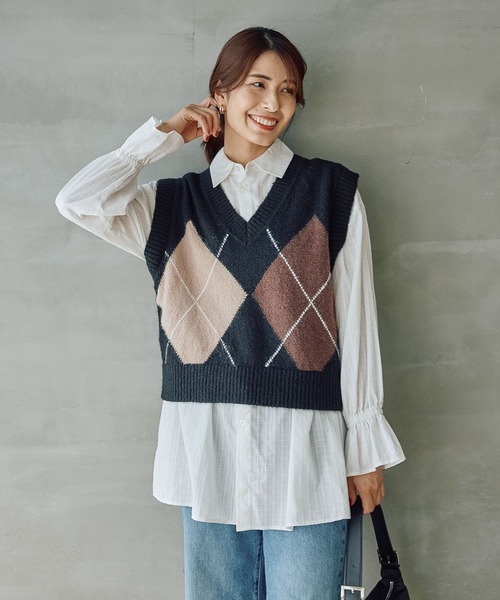 FOUND GOOD(ファウンドグッド)の「デカガイルニットベスト(ベスト・レディース・ブラック/ネイビー・L/M)」の5枚目の写真