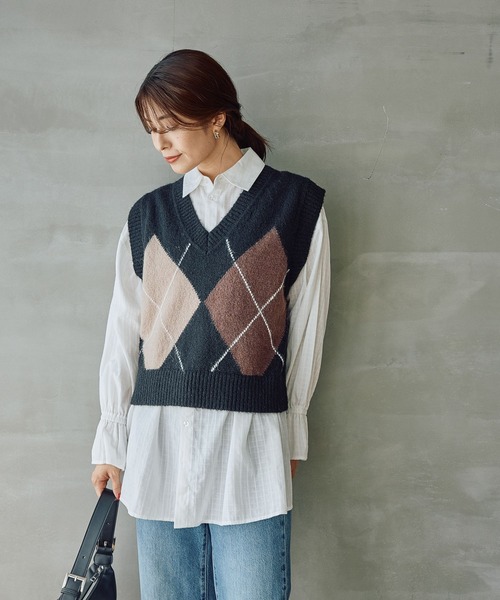 FOUND GOOD(ファウンドグッド)の「デカガイルニットベスト(ベスト・レディース・ブラック/ネイビー・L/M)」の6枚目の写真