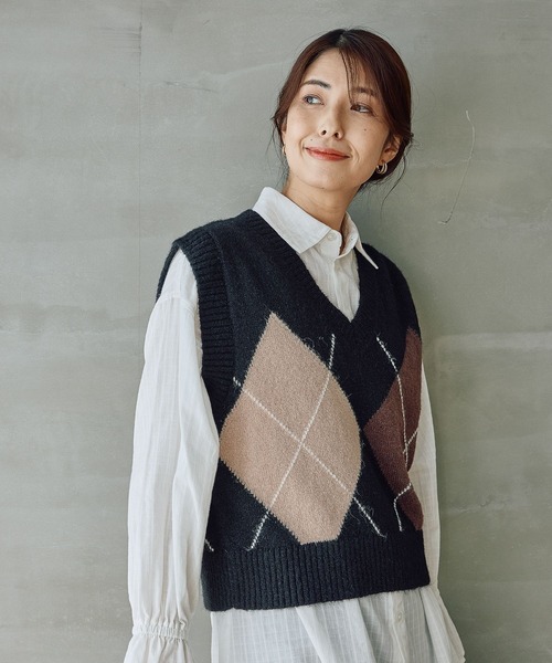 FOUND GOOD(ファウンドグッド)の「デカガイルニットベスト(ベスト・レディース・ブラック/ネイビー・L/M)」の7枚目の写真