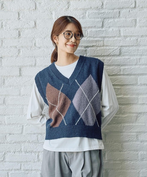 FOUND GOOD(ファウンドグッド)の「デカガイルニットベスト(ベスト・レディース・ブラック/ネイビー・L/M)」の11枚目の写真