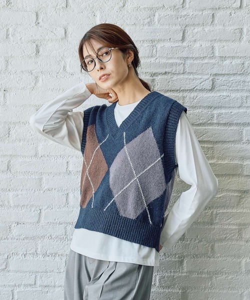 FOUND GOOD(ファウンドグッド)の「デカガイルニットベスト(ベスト・レディース・ブラック/ネイビー・L/M)」の12枚目の写真