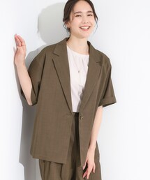 DRESKIP | 【S-LL/セットアップ可/洗濯後しわになりにくい】5分袖テーラードジャケット(テーラードジャケット)