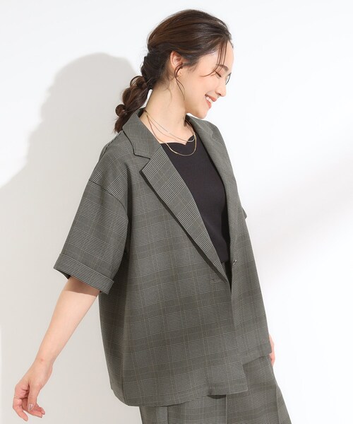 DRESKIP（ドレスキップ）の「【セットアップ可/洗濯後しわになりにくい】5分袖テーラードジャケット（テーラードジャケット・レディース・ダークブラウン/グレー系1/グレー・01/02/03/04）」の19枚目の写真