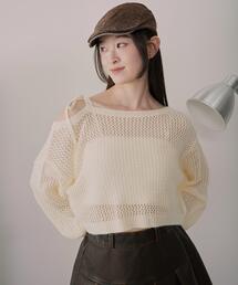 WEGO/モヘアタッチ2WAYワンショルニット