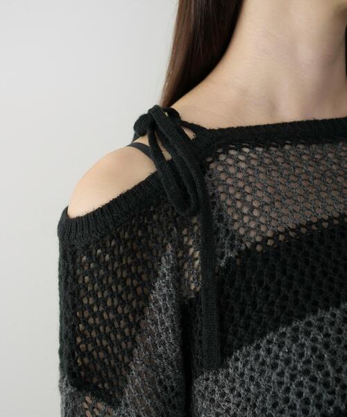 WEGO(ウィゴー)の「WEGO/モヘアタッチ2WAYワンショルニット(ニット/セーター・レディース・グレー系その他5/ブラック/アイボリー・FREE)」の14枚目の写真